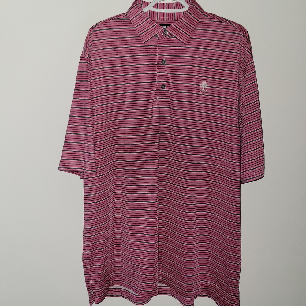 FootJoy FJ Short Sleeve Golf Polo Men's Size XL Pink Striped 1968 Logo